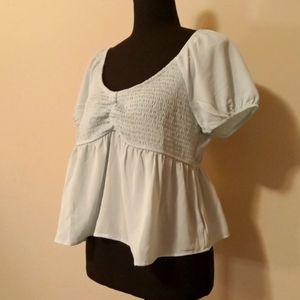 Pink Rose Green Blouse Stylish Top